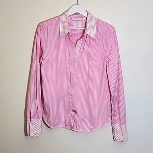 Tommy Hilfiger pink striped button down vintage 90's top size 12